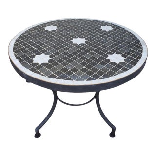 24" Black / White Moroccan Mosaic Table