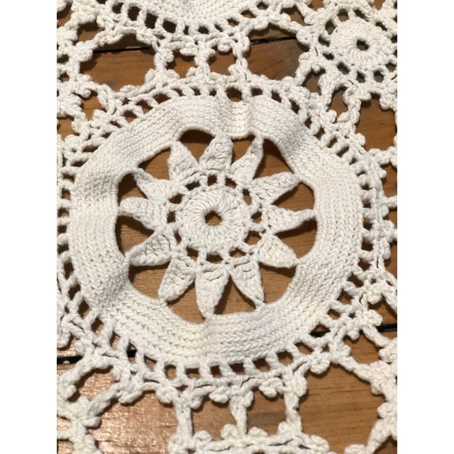 Vintage Crochet Tablecloth or Bedspread 60" x 52" Doily Design Ecru very good condition