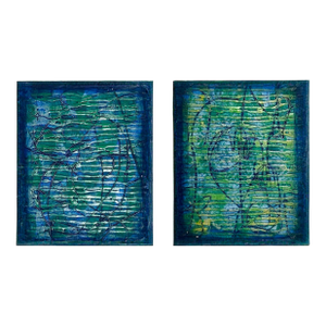Vintage Abstract Diptych Paintings- Set of 2