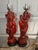 Mid-Century Modern Vintage Faux Cinnabar Chinoiserie Figural Chalkware Table Lamps - Pair For Sale - Image 3 of 6