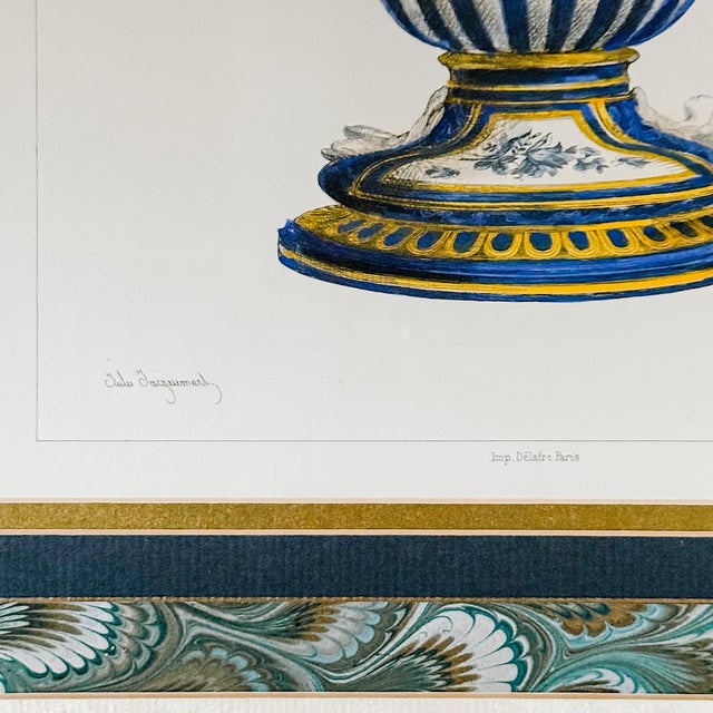 Jules Jacquemart French Cromolithograph of a Cobalt Blue Urn For Sale - Image 4 of 6