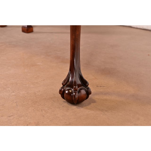 Romweber Style Chippendale Carved Mahogany Extension Dining Table, Newly Refinished For Sale - Image 13 of 18