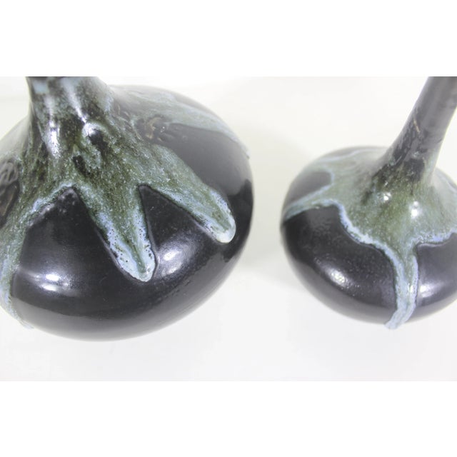 Vintage Studio Art Pottery Vases With Drip Glaze Fat Lava, a Pair For Sale - Image 9 of 11