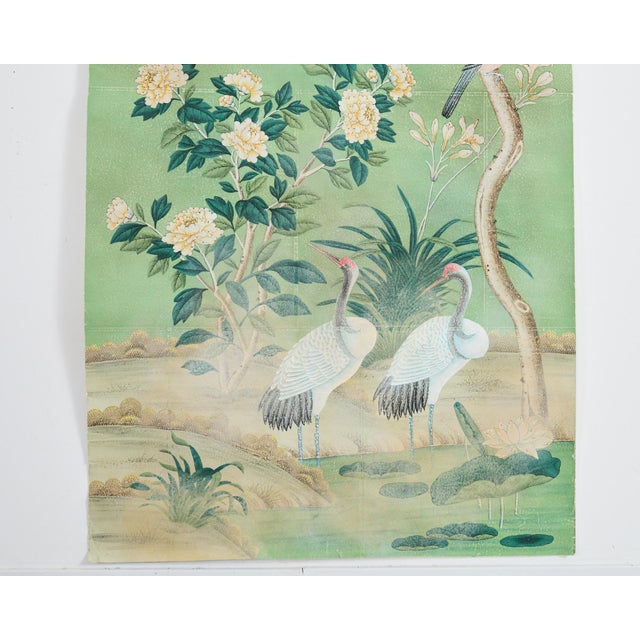 Mid 20th Century Gracie Hand Painted Wallpaper Panel Chinoiserie Gated Garden For Sale - Image 5 of 12
