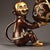 This is a charming vintage Chinese bronze incense burner (censer) featuring a whimsical monkey holding a large, oversized...