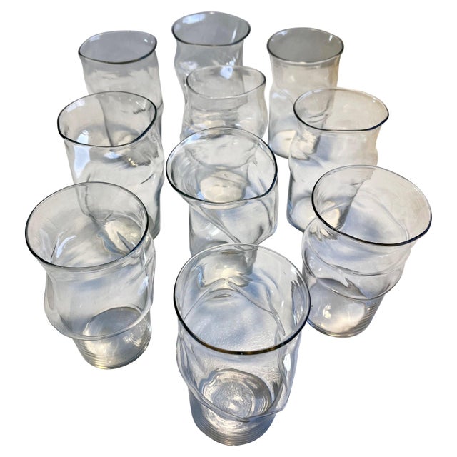 Unique Distorted Drinking Glasses set of ten - all different "these glasses will make any drink taste a little better"