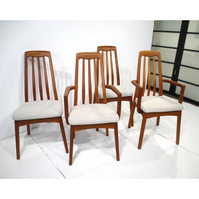 Teak Upholstered Dining Chairs 2 Arm 2 Sides in the Style of Danish Modern For Sale - Image 17 of 17