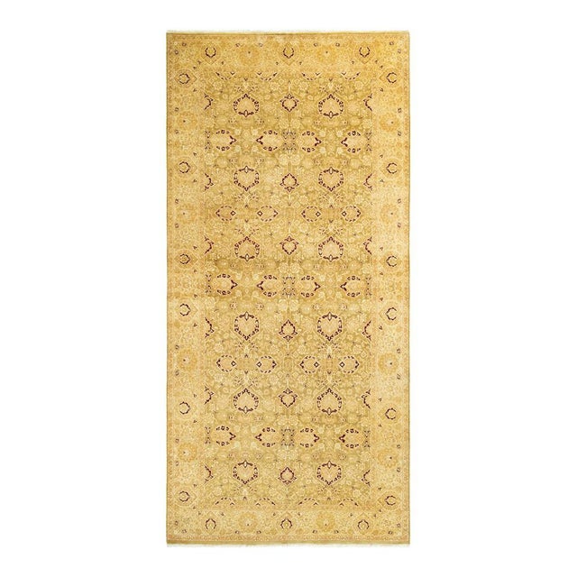 Mogul Collection Hand-Knotted Runner - Green 6' 1" x 13' 0" For Sale - Image 9 of 9
