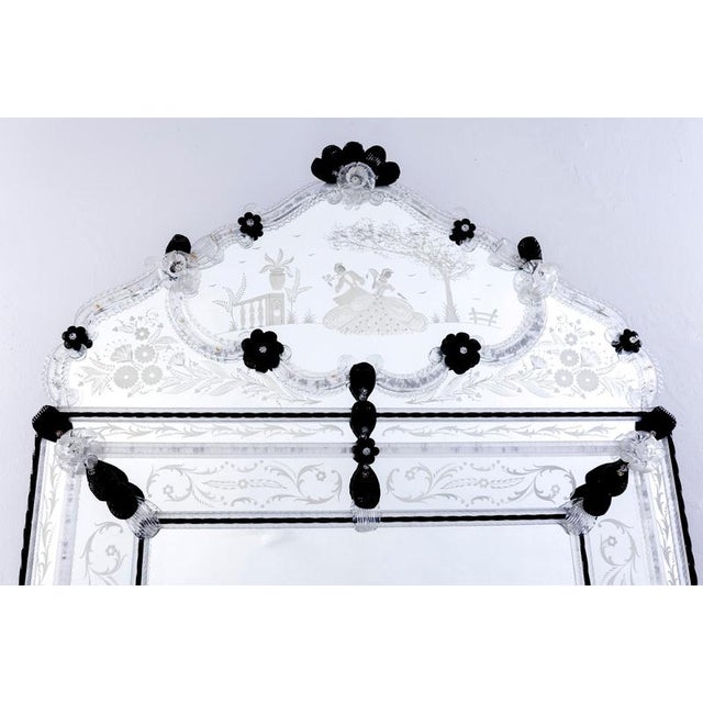 Silver Venetian Etched Murano Glass Mirror, 1970 For Sale - Image 8 of 11