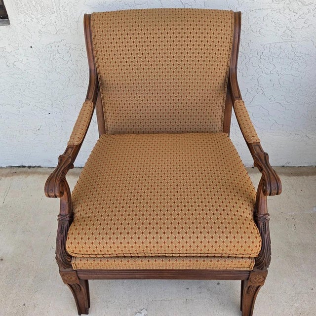 Ethan Allen Regency Style Bergere Lounge Armchairs Pair For Sale - Image 15 of 18