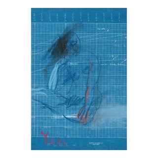 1960s Katherine Yares Seated Female Nude Drawing For Sale