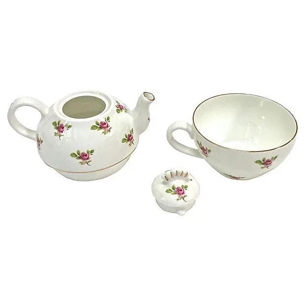 English Porcelain Portable Cup & Teapot Combo For Sale - Image 3 of 5