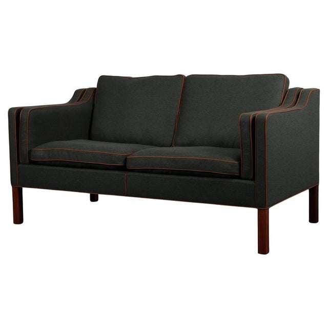 Two-Seater Sofa with Teak Legs and Cognac Leather by Børge Mogensen For Sale - Image 9 of 9