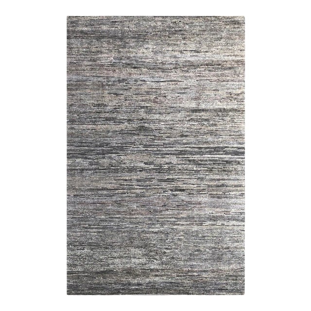 Handmade Modern Rug Gray and Black Plain by Rug & Kilim For Sale