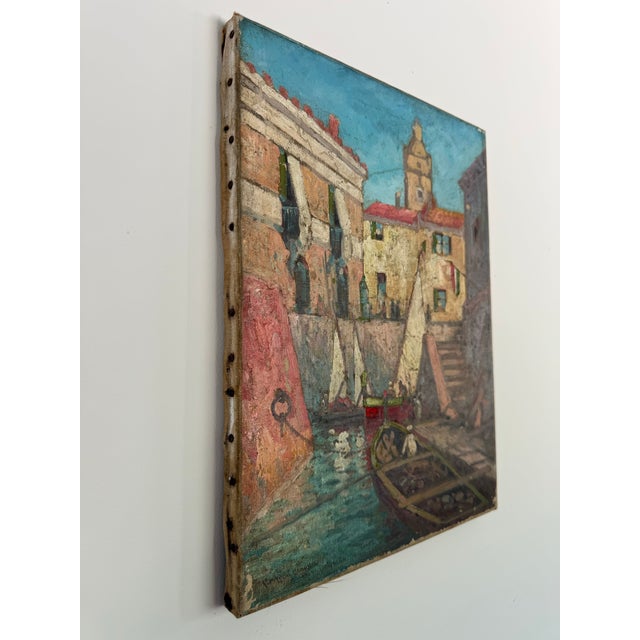Late impressionist Italian canal scene oil on canvas by listed artist C. Myron Clarke (1858-1925) Signed and dated 1914 in...