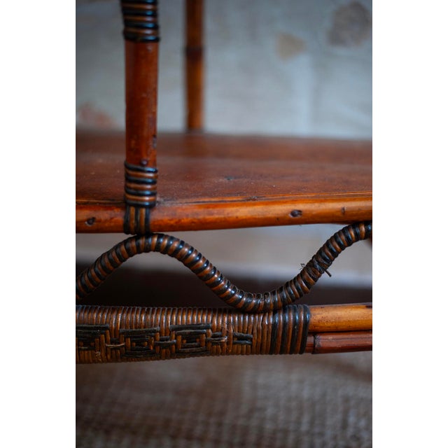 Rattan and Rush Étagère with Bevelled Glass Door, 1890s For Sale - Image 5 of 8