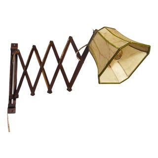Mid-Century Modern Scissor Wall Lamp in Green Velvet, 1950s For Sale