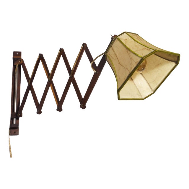Mid-Century Modern Scissor Wall Lamp in Green Velvet, 1950s For Sale