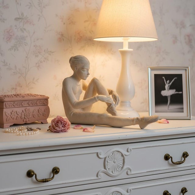 Cream Austin Productions Seated Ballerina Tying Pointe Shoe Sculpture-Ballet Art-Dance For Sale - Image 8 of 11
