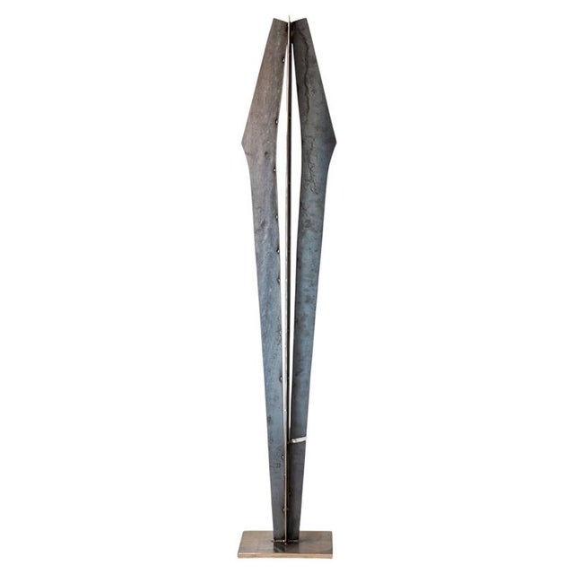 Signes Black Vertical Sculpture in Natural Steel by Jean-Baptiste Van Den Heede For Sale - Image 9 of 9