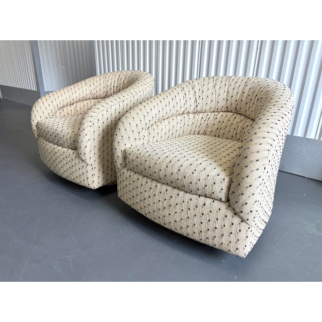 Vintage Upholstered Swivel Barrel Chairs by Precedent Furniture - A Pair For Sale - Image 4 of 12