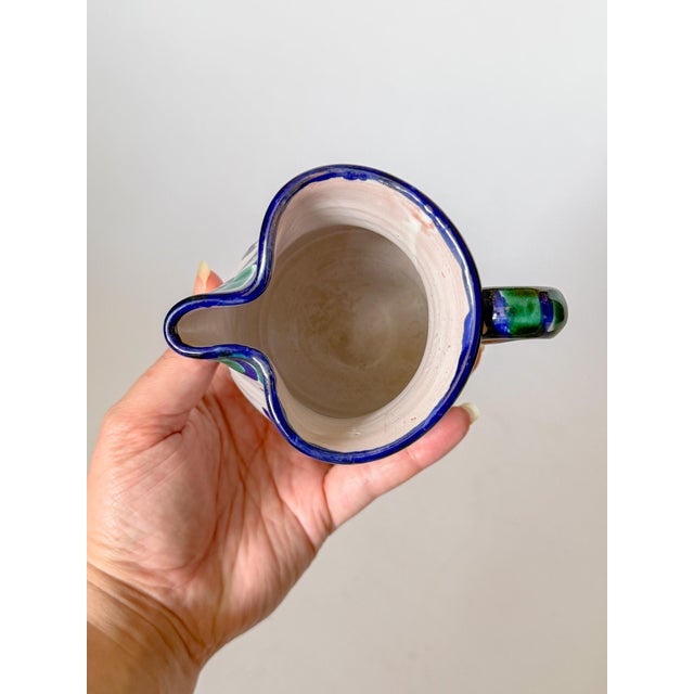 Spanish Fajalauza Majolica Hand Painted Large Creamer Pitcher For Sale - Image 10 of 17