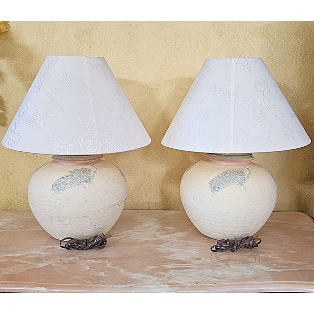 Postmodern Vintage 1980s Postmodern Sculptural Ceramic Table Lamps – a Pair For Sale - Image 3 of 18