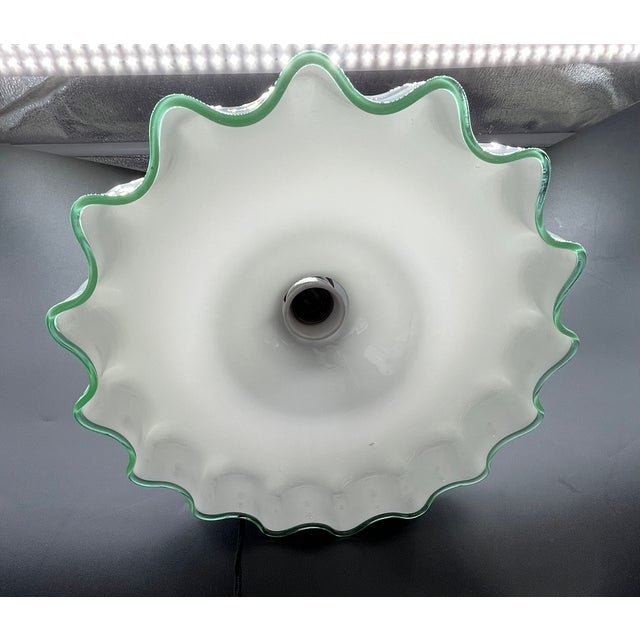 Antique Pull Lamp with Porcelain Weight and Green Murano Glass Rim by Murano for Made Murano Glass, 1890s For Sale - Image 10 of 12