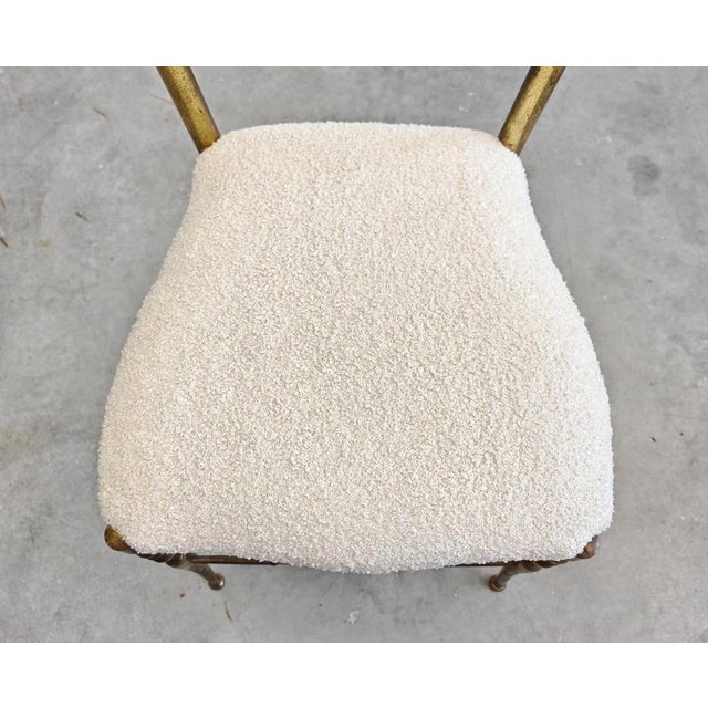 Set of Hollywood Regency Chiavari Brass Side Chairs in Boucle, 1950s For Sale - Image 10 of 11