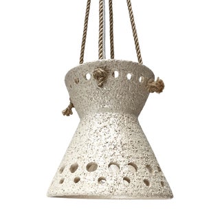 Mid-Century Modern Danish White Studio Pottery Pendant Lamp, 1960s For Sale