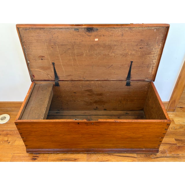 Chocolate Antique Pine Six Board Blanket Chest For Sale - Image 8 of 12