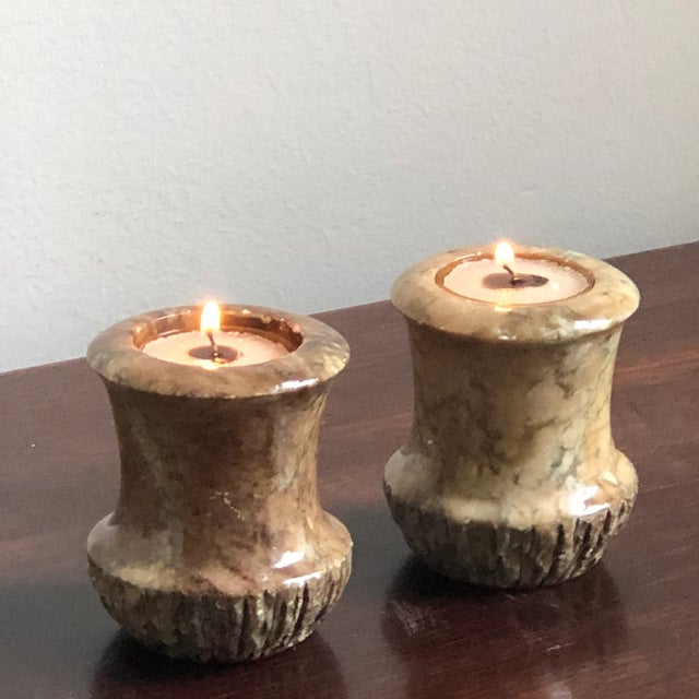 Mid-20th Century Brutalist Marble Candle / Votive Holders — a Pair For Sale - Image 4 of 12