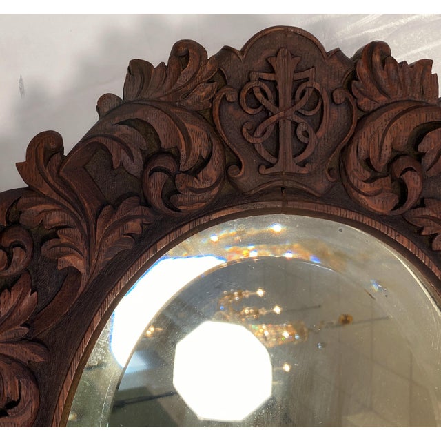 Black Forest Oval Beveled Mirror With Hand Carved Frame (H 25 1/2 X W 20 1/2) For Sale In Austin - Image 6 of 10