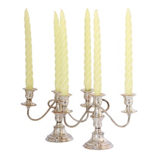 1950s English Sheffield Silver-Plated Candelabras- a Pair For Sale