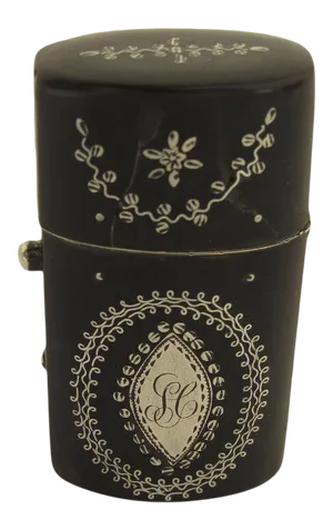 Small Etui Case Inlaid Silver Perfume Bottle 18th Century