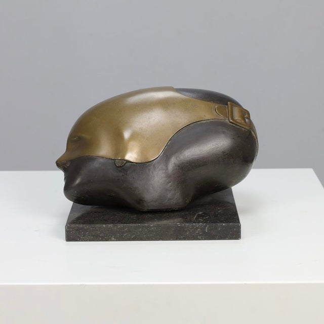 Jos Van Vreeswijk, Masked Face, 1990s, Bronze on Stone Base For Sale - Image 4 of 8