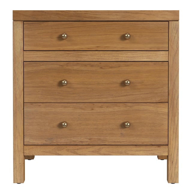 Spritely Home Accent Furniture Nora 25 in. W Rectangular Wood 3 Drawer Nightstand, Light Natural For Sale - Image 4 of 8