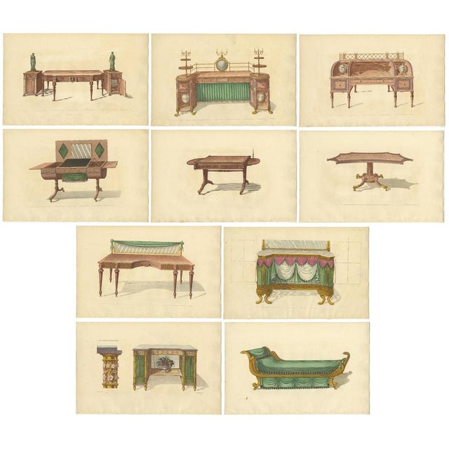Set of 10 Illustrations of Various Furniture by Sheraton '1805', 1805, Print For Sale - Image 12 of 12