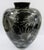 Asian Vintage 1960s Large Black Lacquer Over Bamboo Urn Vase With Silver Floral Design For Sale - Image 3 of 9