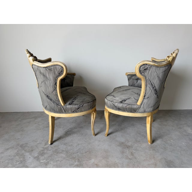 Vintage Hollywood Regency Cane Back Tufted Lounge Chairs - A Pair For Sale - Image 4 of 13