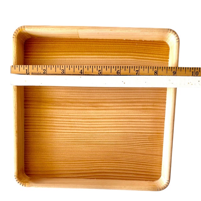 Japanese Cedar Ash Wood Tray Vintage Tea Ceremony Square Natural Lacquer For Sale - Image 10 of 10