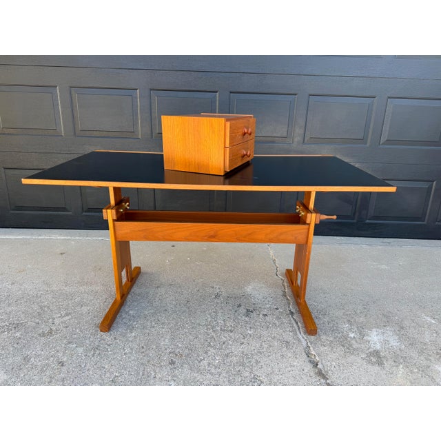 Wood Vintage Danish Modern Adjustable Desk Drafting Table For Sale - Image 7 of 10