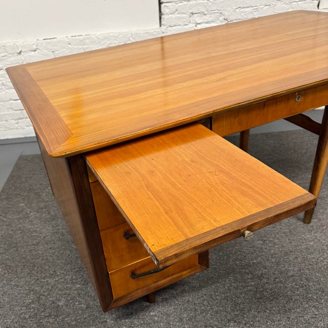 Mid-Century Modern MCM Walnut Desk by Alma Desk Company 60s For Sale - Image 3 of 12