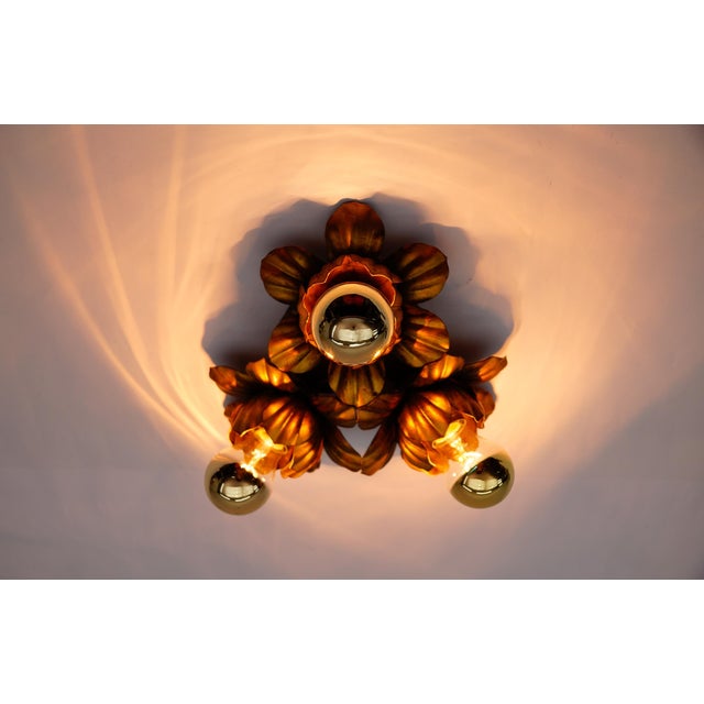 1970s Vintage Gilded Florentine Flush Mount by Hans Kögl, Germany, 1960s For Sale - Image 5 of 9