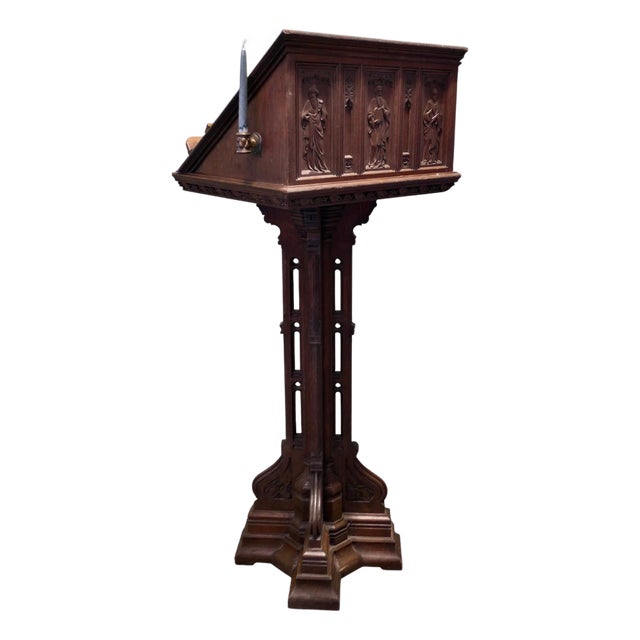 19th Century Carved Oak Reading Podium For Sale