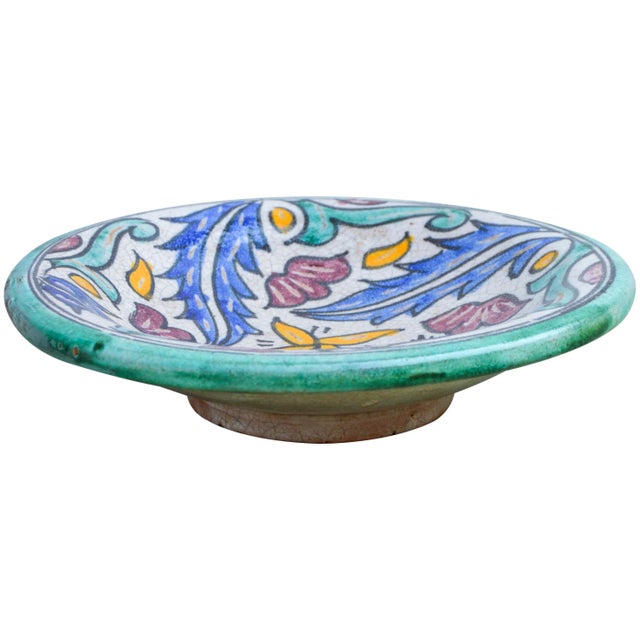 Moroccan Antique Moorish Ceramic Wall Plate For Sale - Image 3 of 9