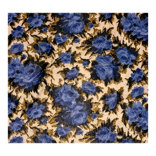 1960s Vintage Schwartz-Liebman Dorothy Draper Style Abstract Rose Faux Slubbed Silk- 3 Yards For Sale