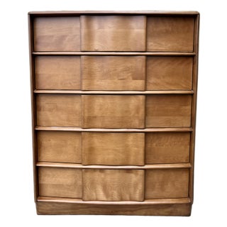 Refinished Mid Century Modern Five-Drawer Highboy Dresser by Heywood Wakefield Circa 1950s For Sale