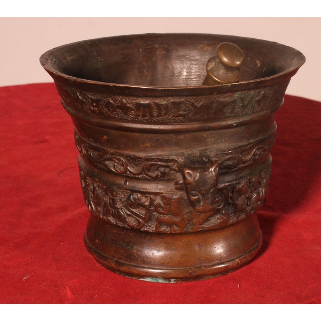 Antique Bronze Mortar, 1574 For Sale - Image 6 of 15
