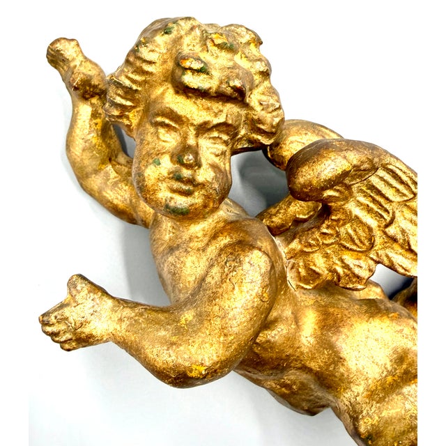 Antique French Giltwood Cherub Putti Sculpture Fragment For Sale - Image 10 of 12